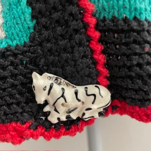 Vintage 90's Alfonso Pozo for Globetrotter "Jungle Animal" Cardigan Sweater - Picture 10 of 13